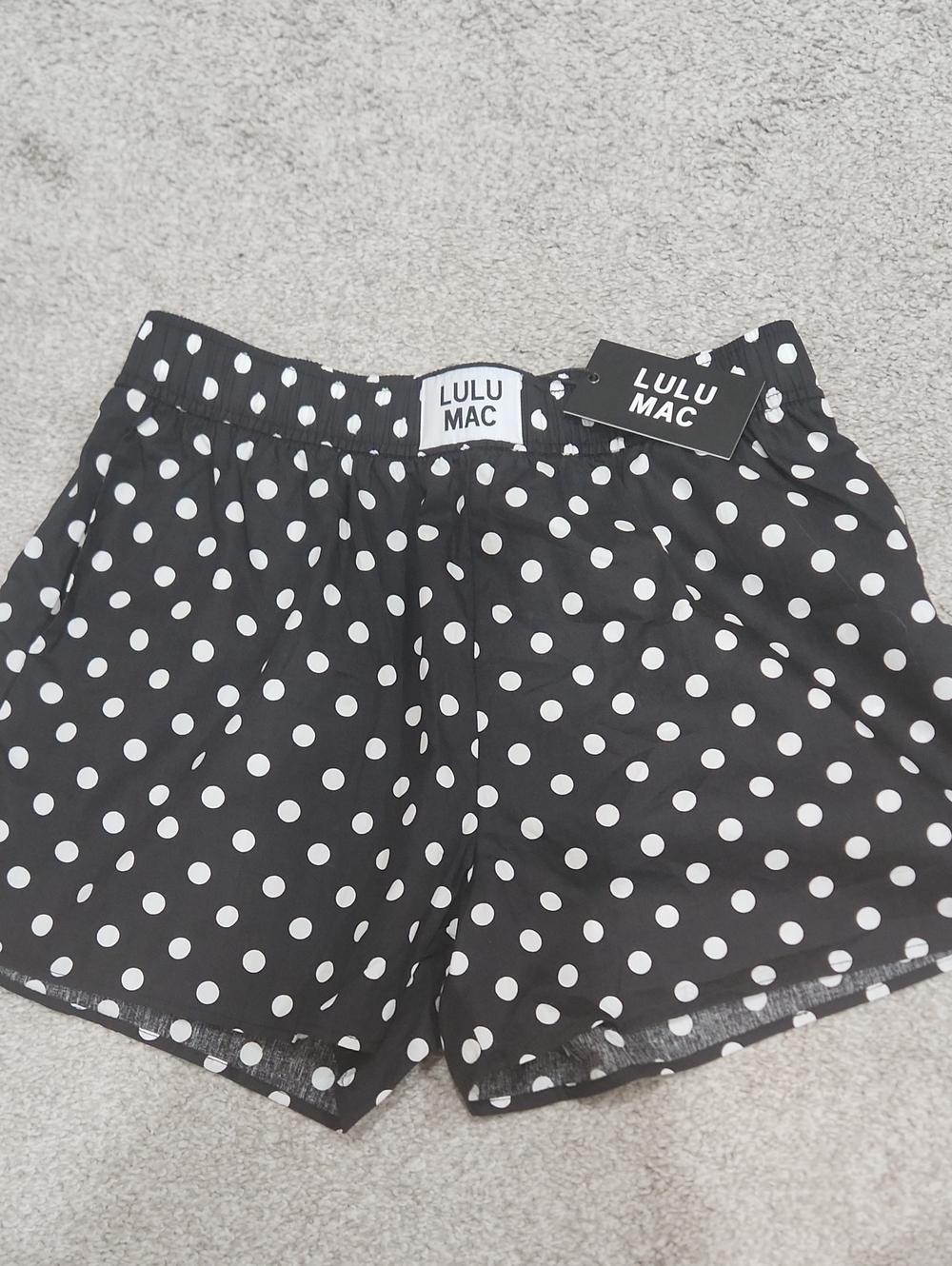 Women’s Black White Polka Dot Athletic Shorts